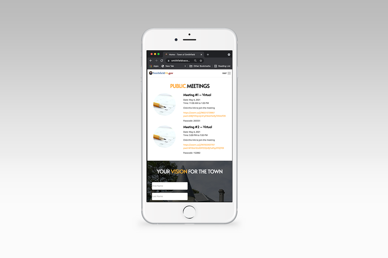 Smithfield Website - Mobile Screen